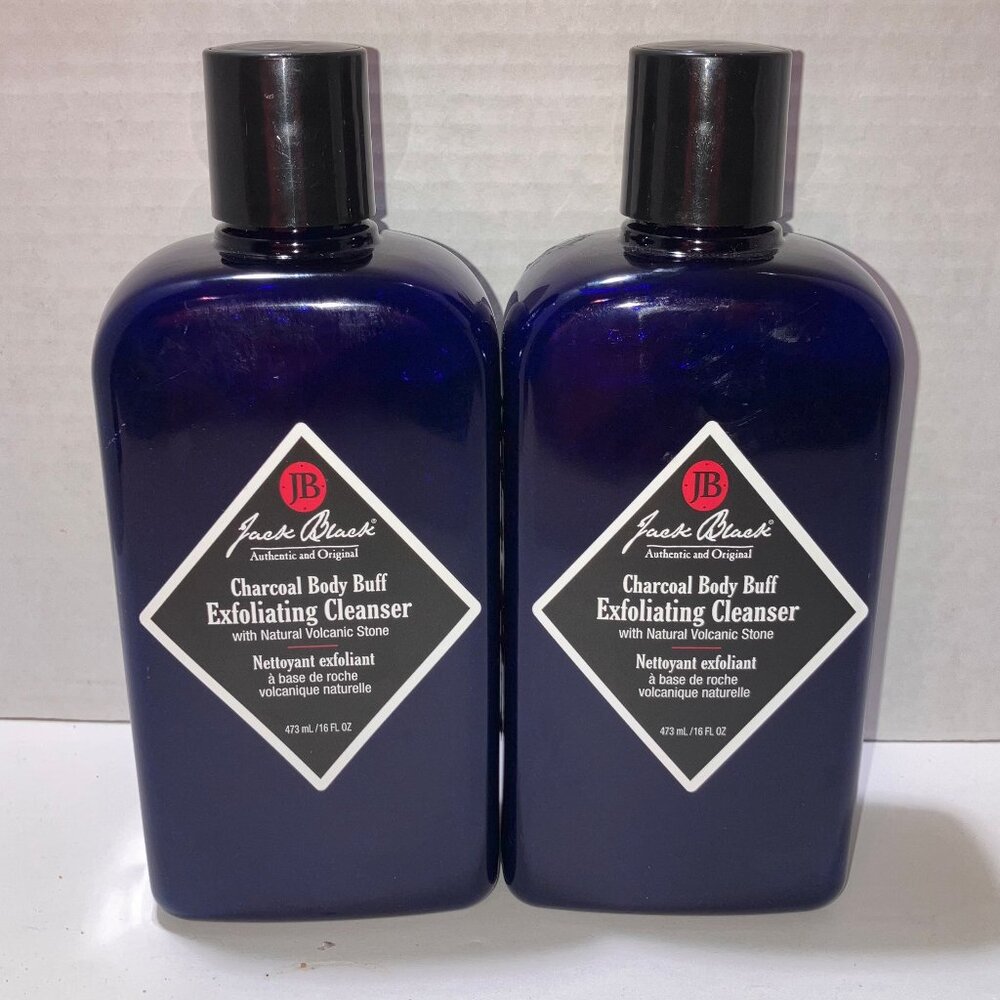 Jack Black Charcoal Body Buff Exfoliating Cleanser 2pc Set 16oz Each